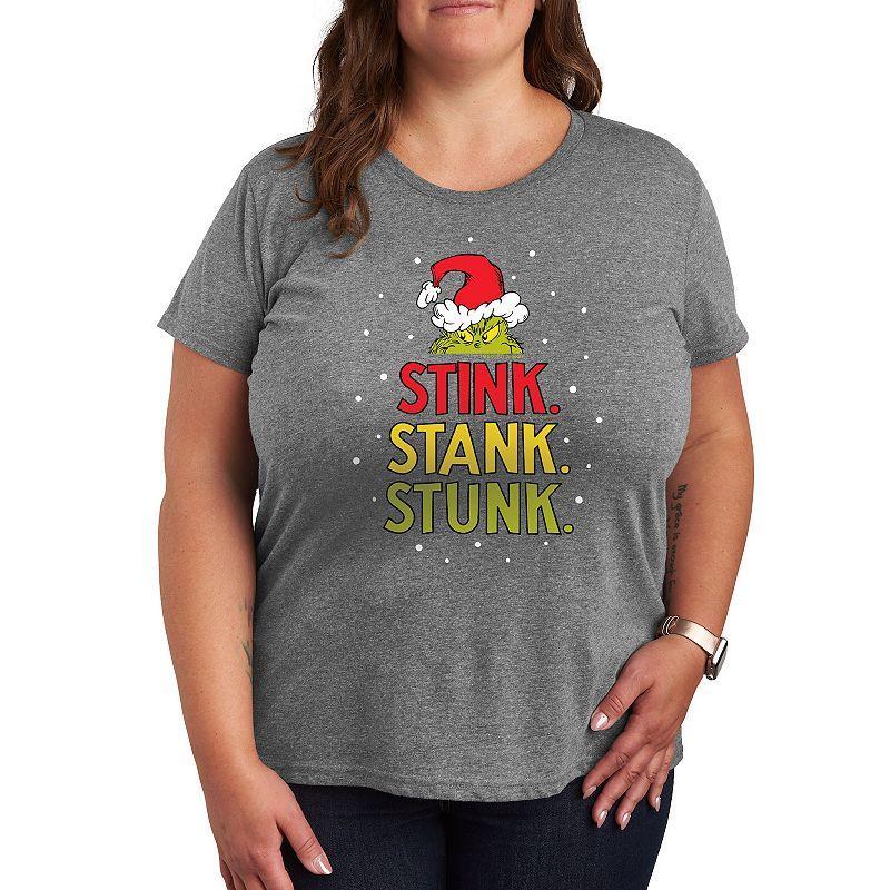 Plus Dr. Seuss The Grinch Stink Stank Stunk Graphic Tee, Womens Grey Royal Blue Product Image