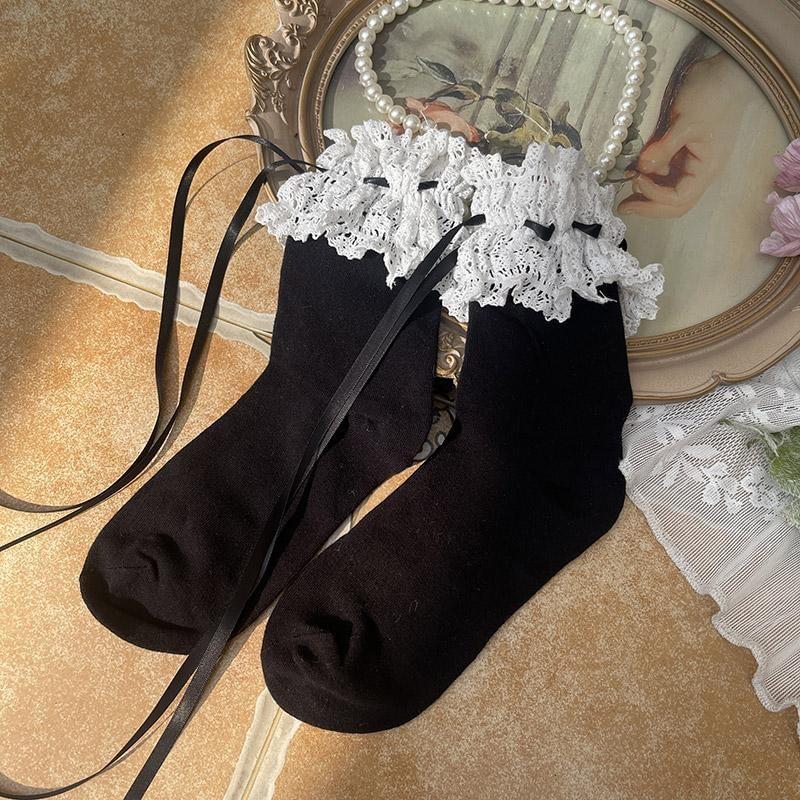 Ribbon Lace Trim Socks (Various Designs) Product Image