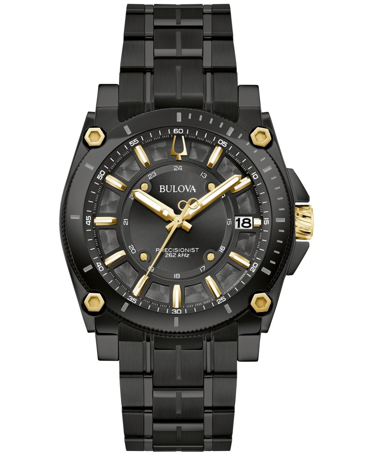 Bulova Mens Precisionist Icon Black-Tone Stainless Steel Bracelet Watch 40mm Product Image