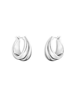 Womens Curve Sterling Silver Small Hoop Earrings Product Image