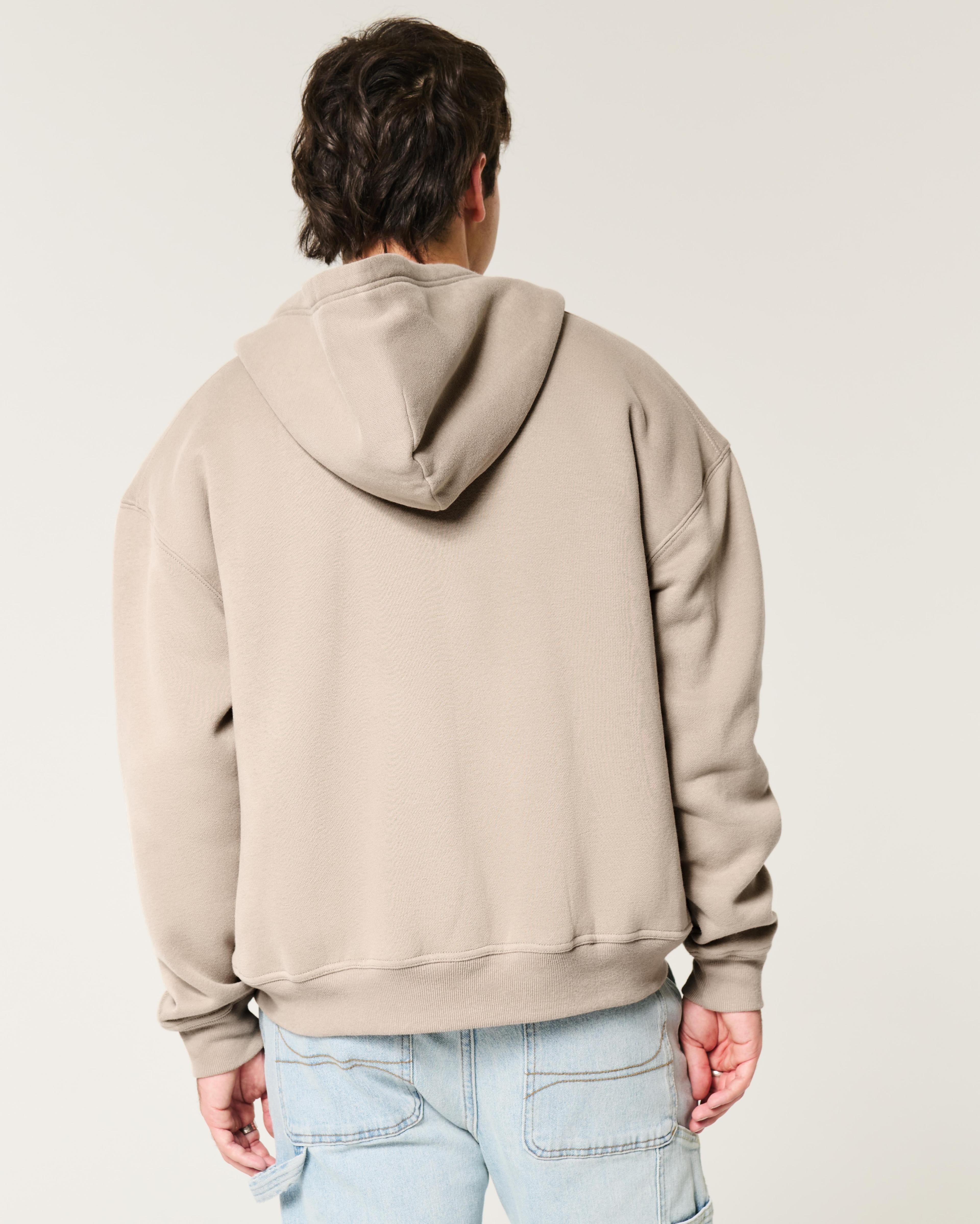 Boxy Faux Shearling-Lined Zip-Up Hoodie Product Image