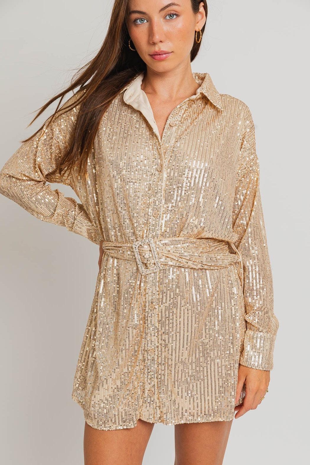 Sequin Shirt Dress Product Image