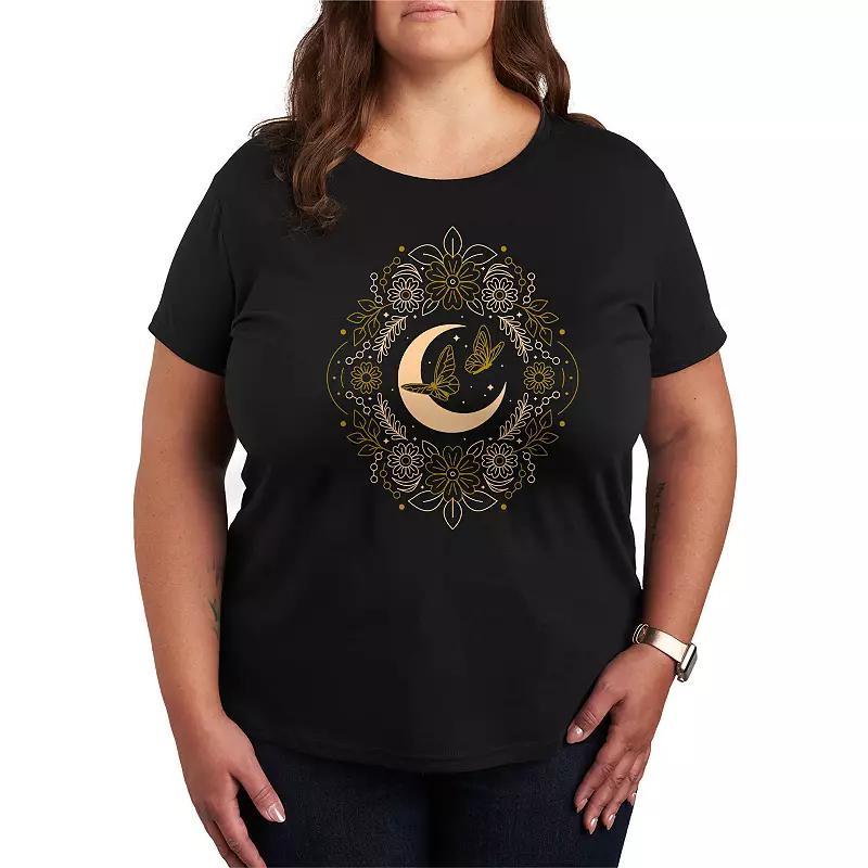 Plus Size Celestial Florals & Butterflies Graphic Tee, Womens Product Image