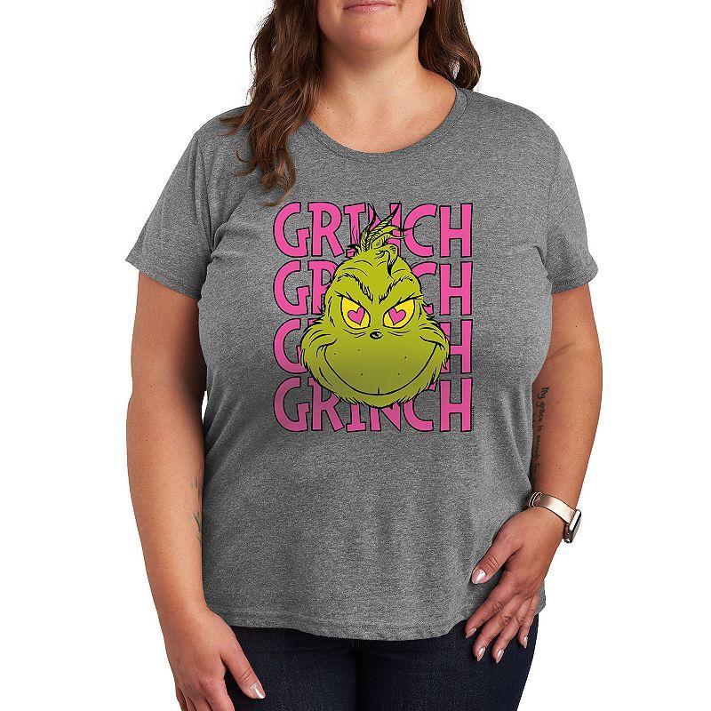 Plus Grinch Stacked Graphic Tee, Womens Product Image