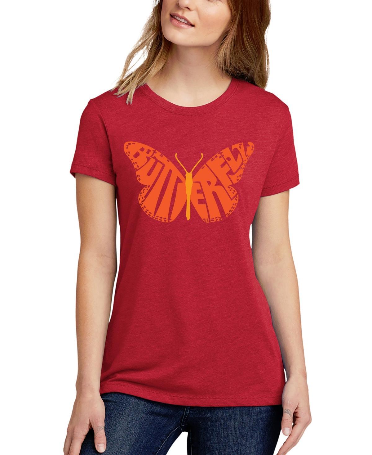 La Pop Art Womens Premium Blend Word Art Butterfly T-Shirt Product Image