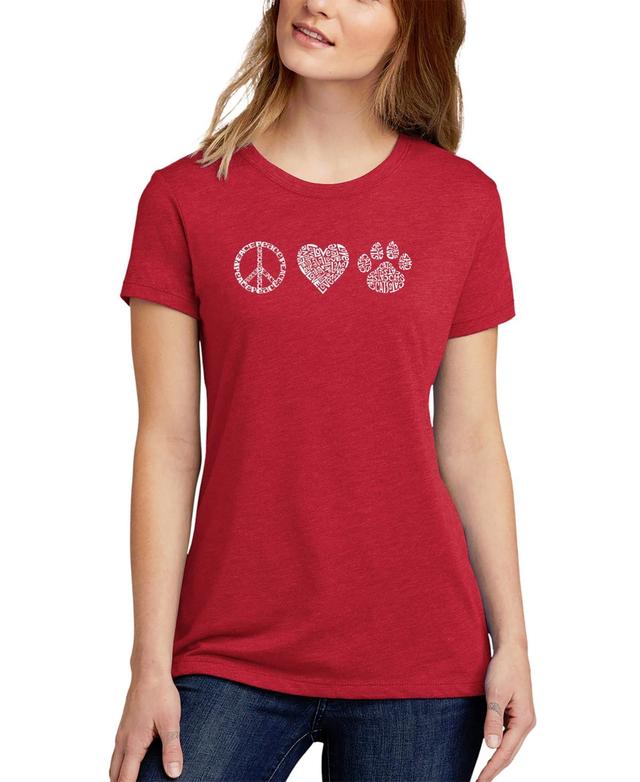 La Pop Art Womens Premium Blend Peace Love Cats Word Art T-shirt Product Image