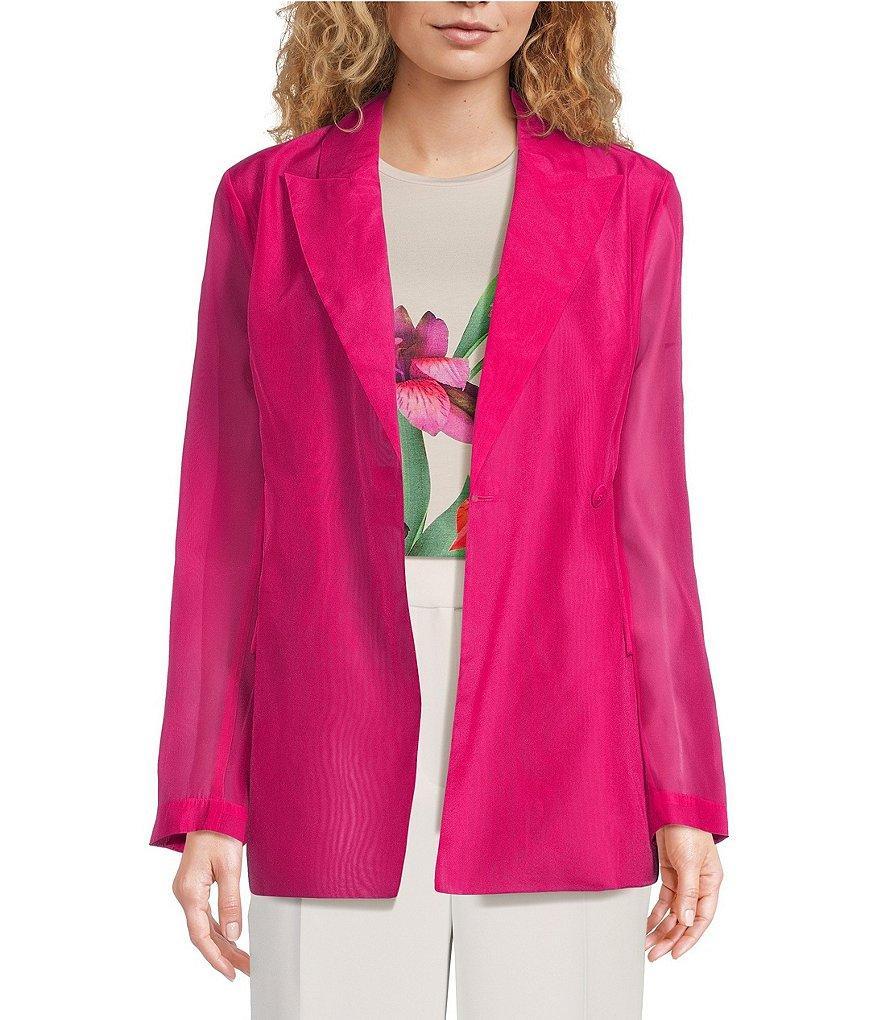 Ted Baker London Yomu Organza Knit Notch Collar Long Sleeve Oversized Blazer Product Image