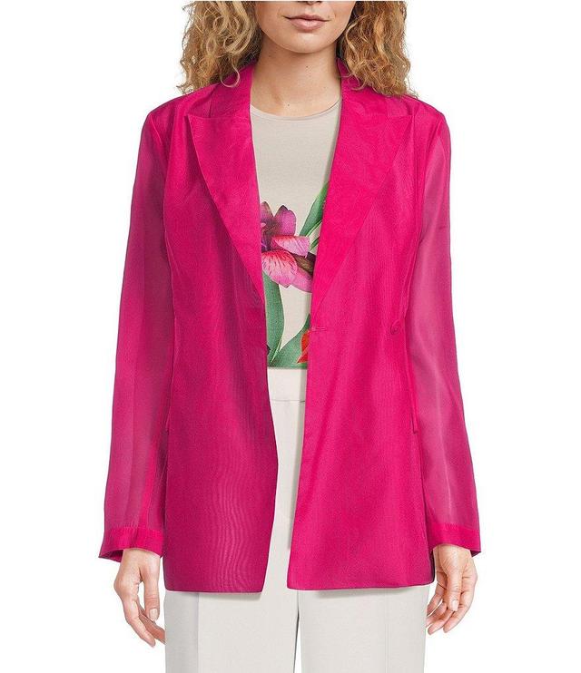 Ted Baker London Yomu Organza Knit Notch Collar Long Sleeve Oversized Blazer Product Image