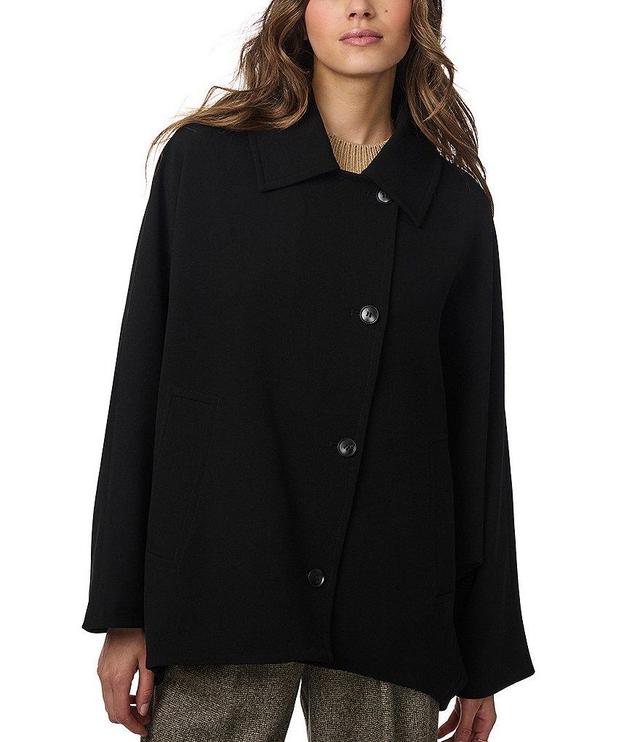 Bernardo Light Weight Notch Lapel Collar Batwing Sleeve Asymmetric Hem Jacket Product Image