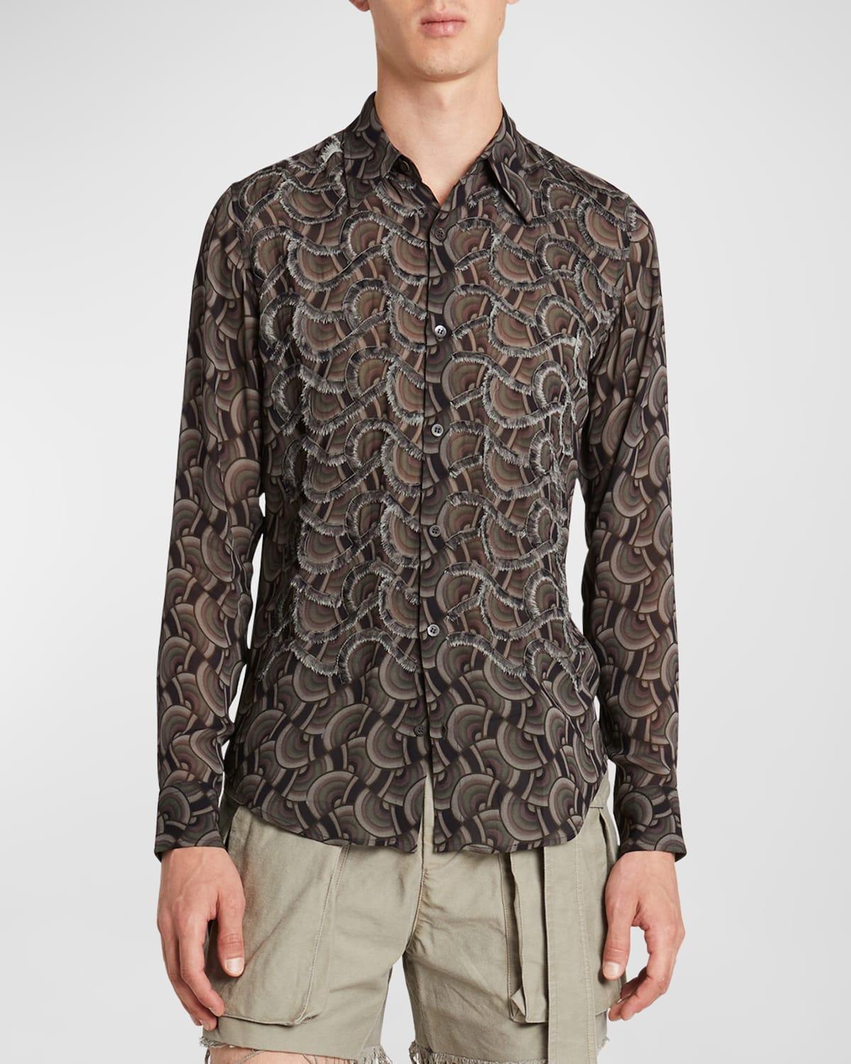 Mens Celdon Fringe Patterned Sport Shirt Product Image