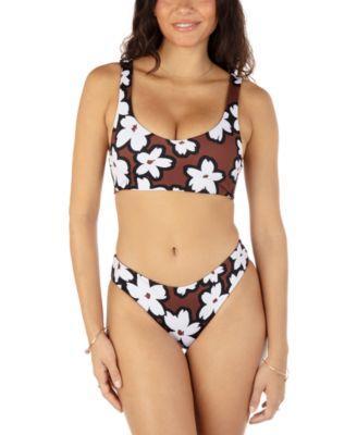 Hurley Womens Bold Daisy Scoop Neck Bikini Top Bold Daisy Mid Rise Bikini Bottoms Product Image