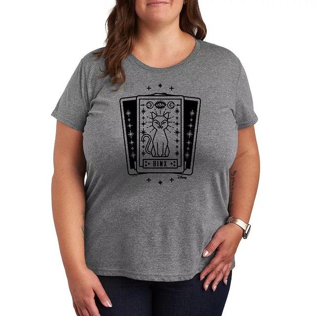 Disneys Hocus Pocus Binx Plus Size Tarot Card Graphic Tee, Womens Grey Gray Product Image