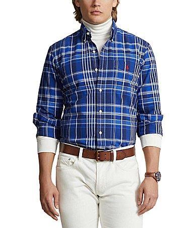 Polo Ralph Lauren Classic Fit Plaid Oxford Long Sleeve Shirt Multi) Men's Short Sleeve Knit Product Image