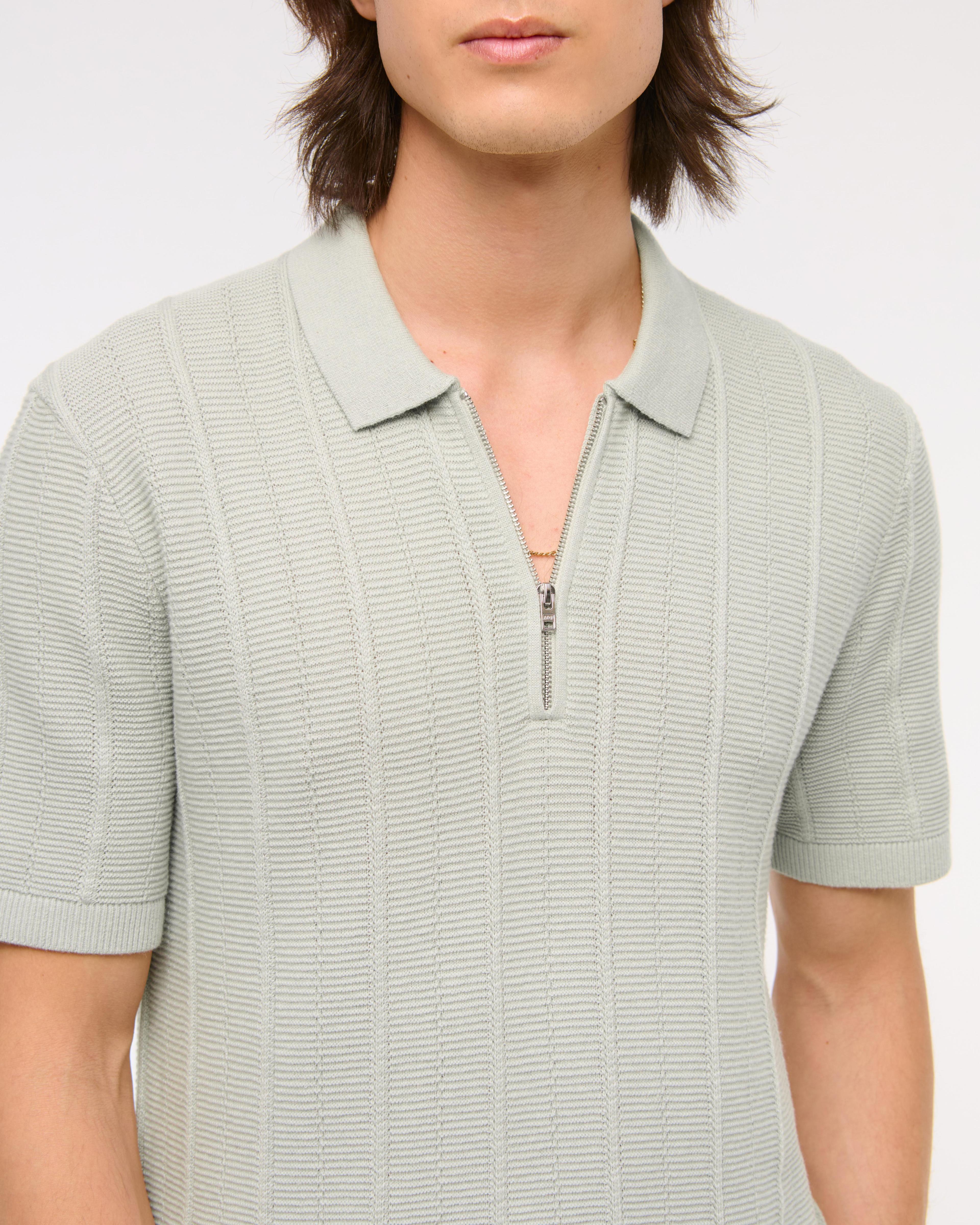 Textural Stripe Zip Sweater Polo Product Image