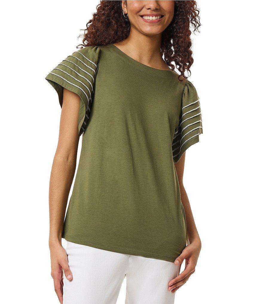 Jones New York Round Neck Short Flutter Sleeve Tee Shirt Product Image