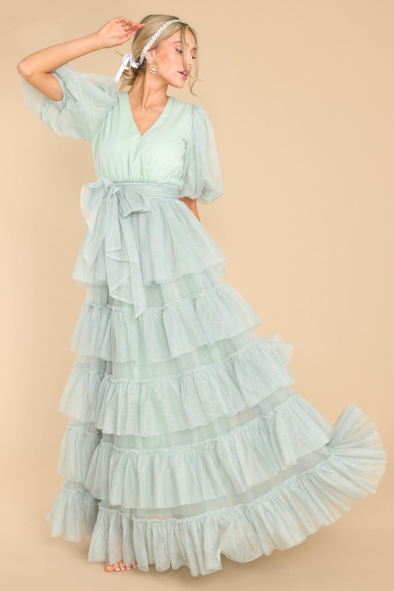 Aura A Beautiful Feeling Seafoam Maxi Dress Green Product Image