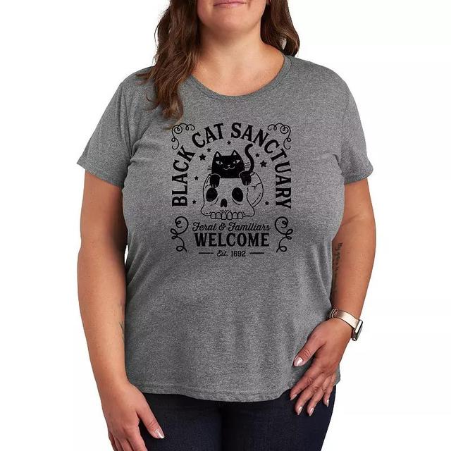 Womens Black Cat Sanctuary Graphic Tee Grey Gray Product Image