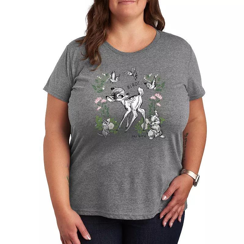 Disneys Bambi Plus Say Bird Graphic Tee, Womens Grey Gray Product Image