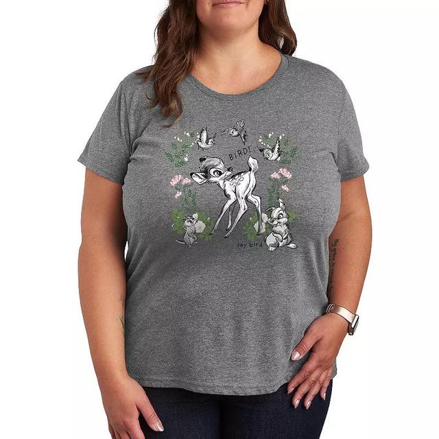 Disneys Bambi Plus Say Bird Graphic Tee, Womens Grey Gray Product Image