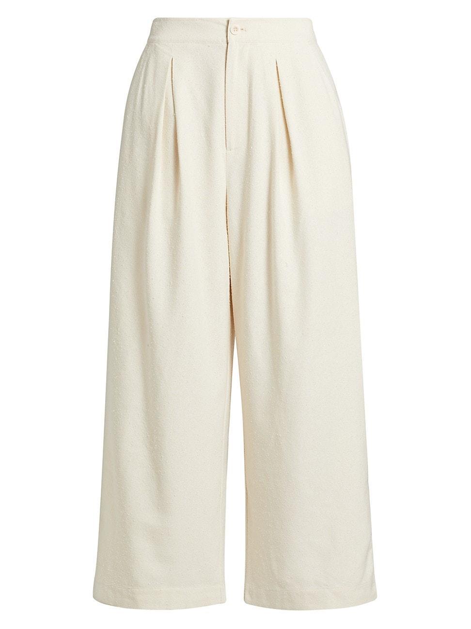 Womens Textured Silk Relaxed-Fit Trousers Product Image