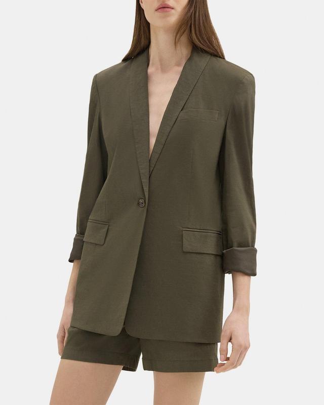 Rolled Sleeve Blazer in Stretch Linen Product Image