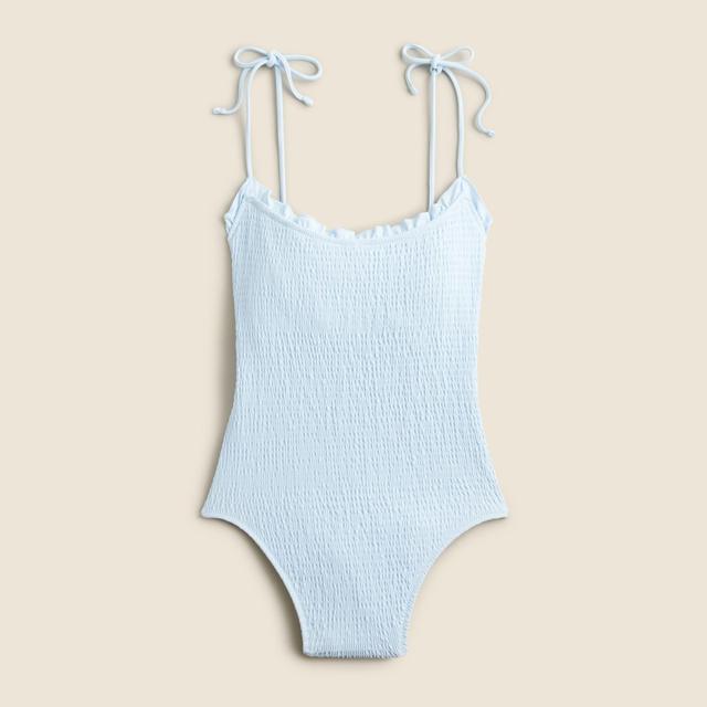 Smocked tie-shoulder one-piece swimsuit Product Image