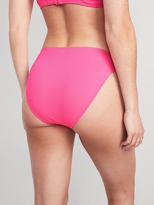 High-Waisted French-Cut Ribbed Bikini Swim Bottoms Product Image