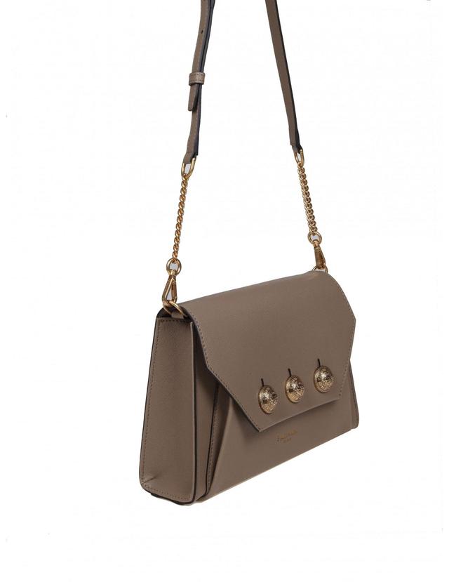 BALMAIN Embleme Bag In Calfskin With Taupe-colored Decorative Buttons In Brown Product Image