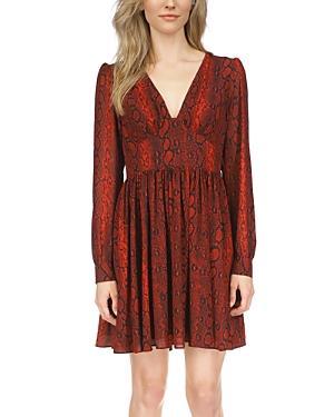 Womens Snakeskin V-Neck Minidress Product Image