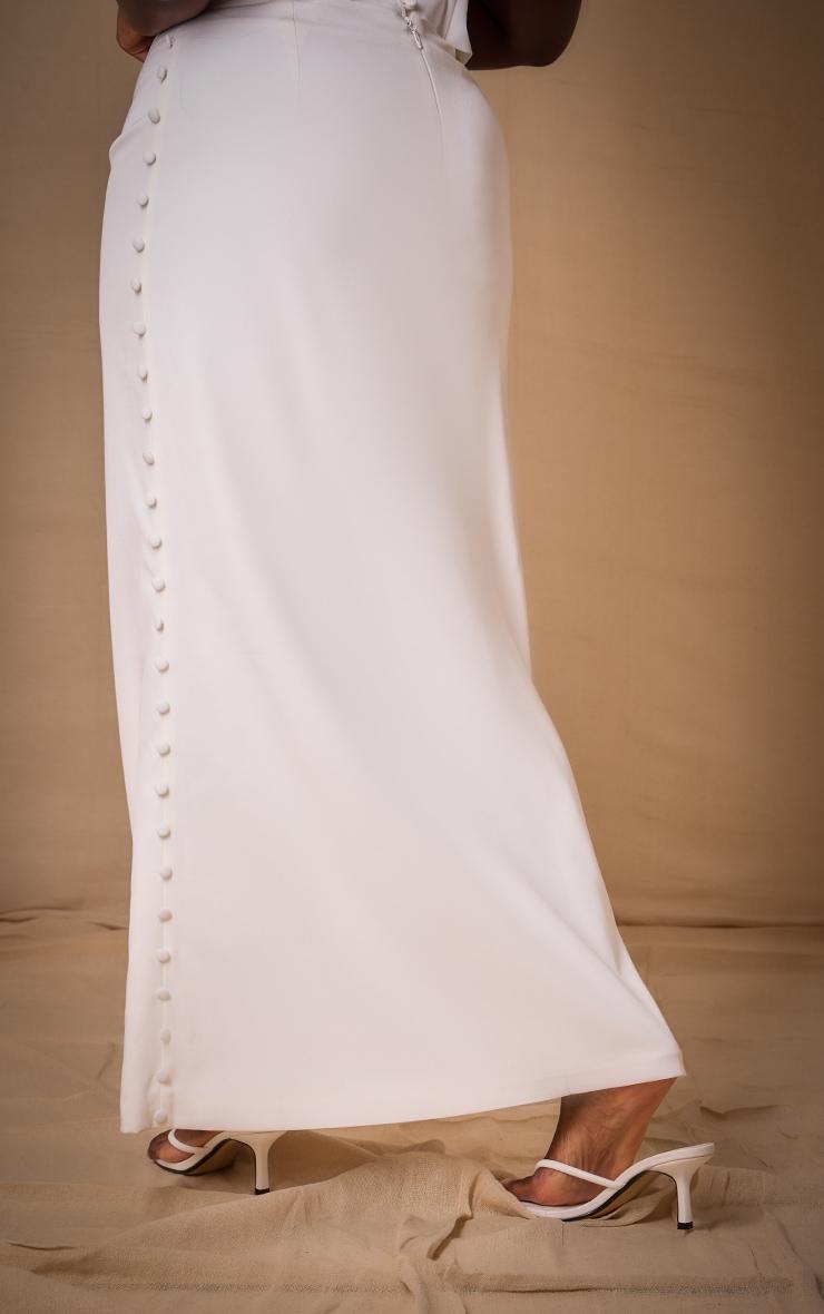 Premium Plus White Woven Button Detail Maxi Skirt Product Image