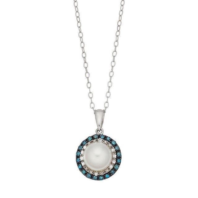 Sterling Silver Freshwater Cultured Pearl & 1/4 Carat T.W. Diamond Pendant, Womens Product Image