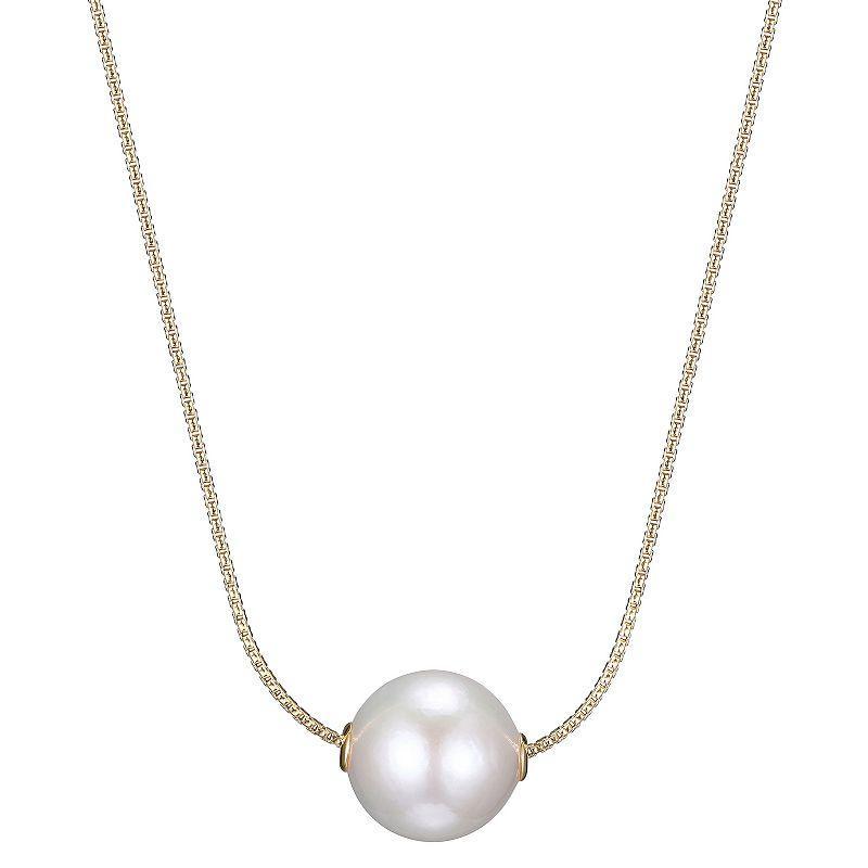 Maralux 18k Gold Over Sterling Silver Freshwater Cultured Pearl & Diamond Accent Necklace, Womens White Product Image