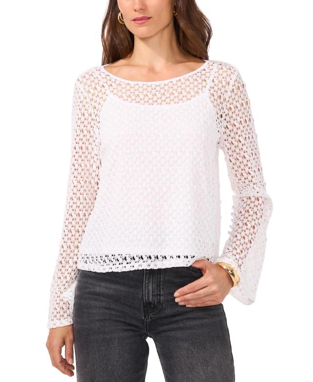 Vince Camuto Womens Sheer Layered-Look Flared-Sleeve Top Product Image