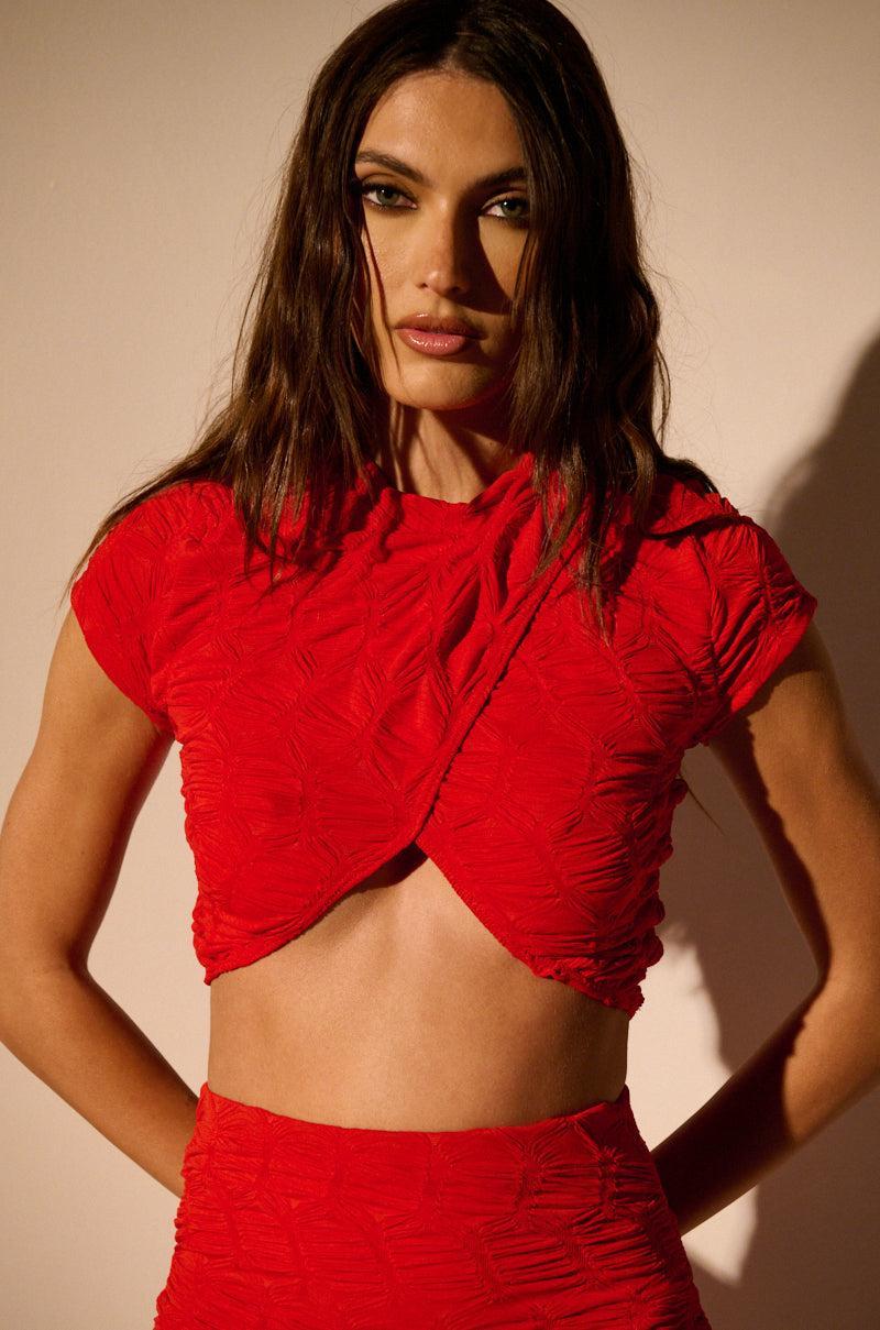 MAYBE NEXT TIME RUCHED TOP IN RED Product Image