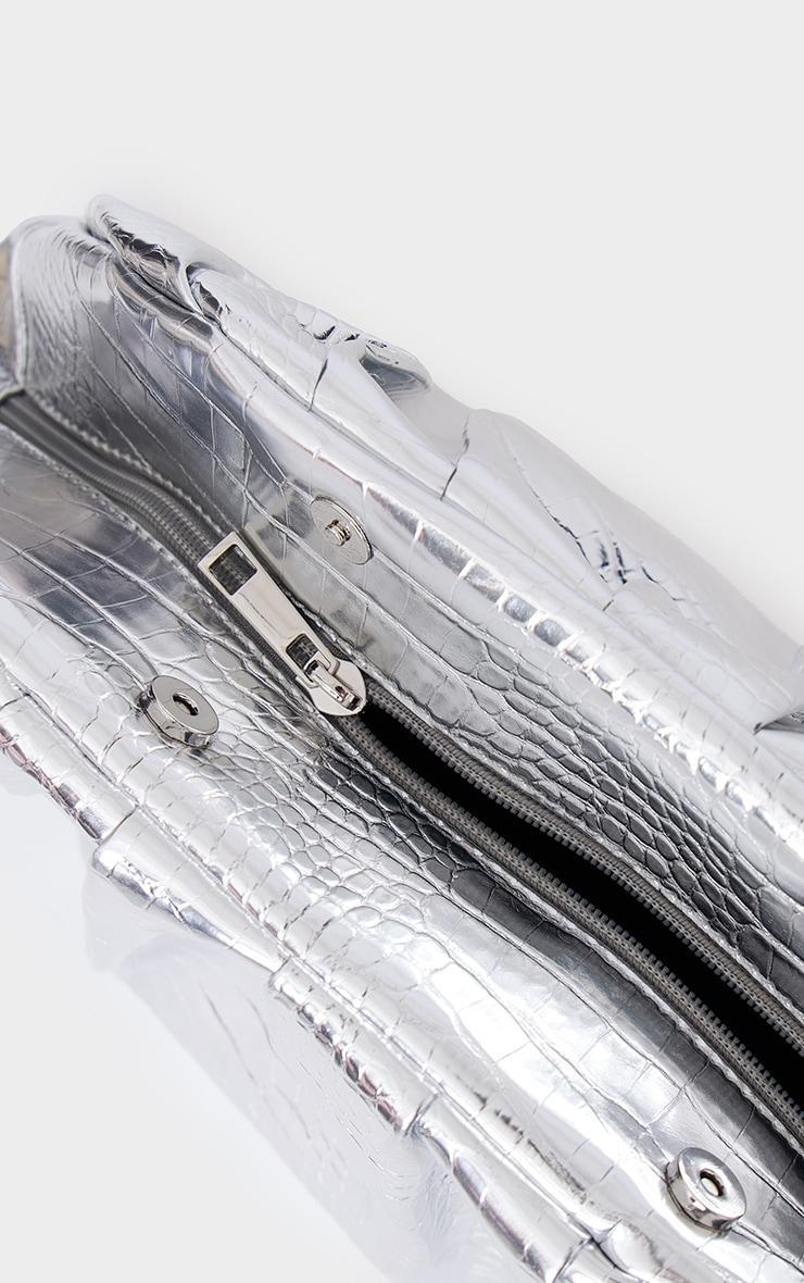 Silver Metallic Slouchy Clutch Product Image