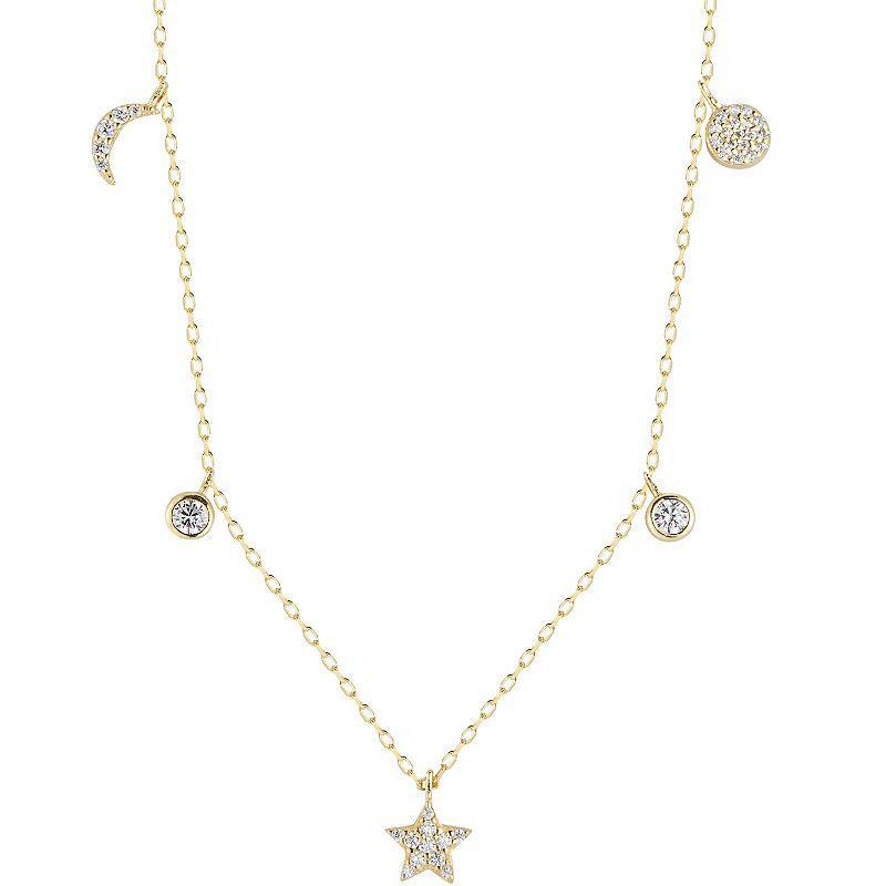 Sunkissed Sterling Cubic Zirconia Celestial Charm Necklace, Womens Gold Tone Product Image