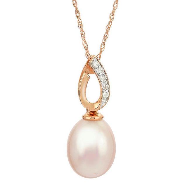 PearLustre by Imperial 14k Rose Gold Freshwater Cultured Pearl & Diamond Accent Pendant, Womens 14k Pink Product Image