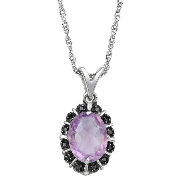 Jewelexcess Sterling Silver 1.65 Carat T.W. Gemstone & Black Diamond Accent Pendant Necklace, Womens Pink Product Image