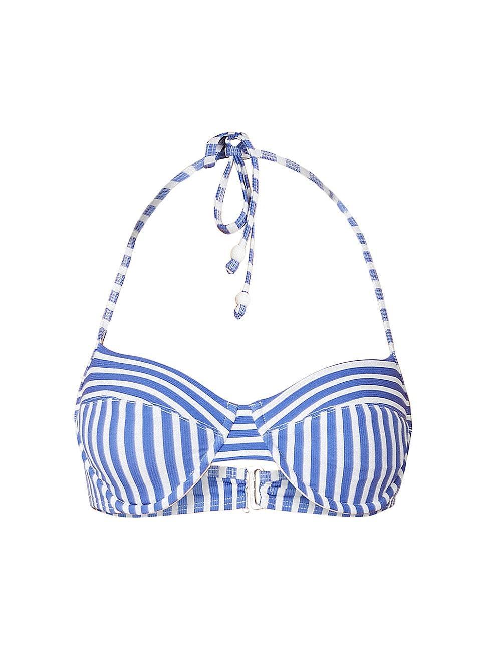 Womens Striped Halterneck Bikini Top Product Image