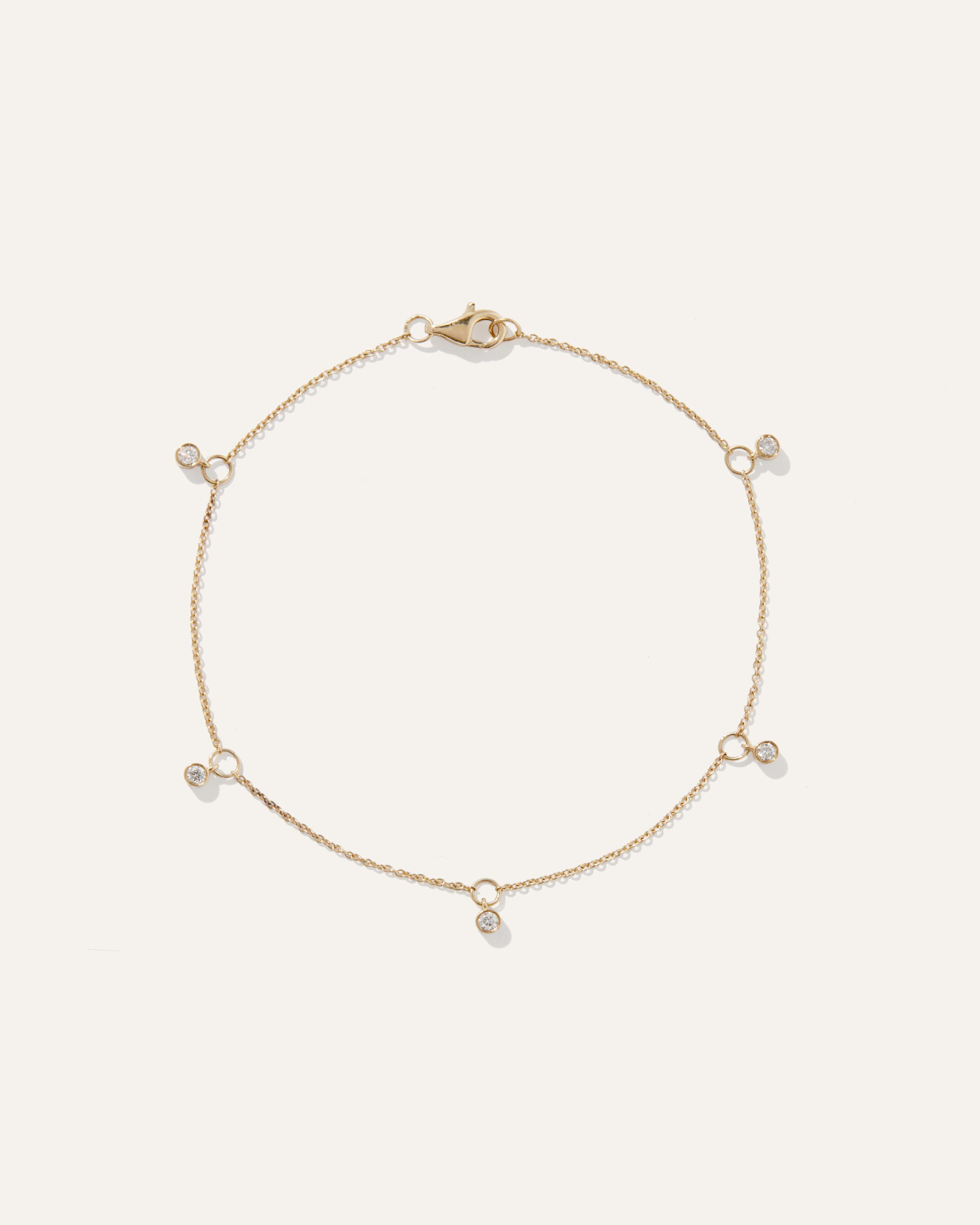 14K Gold Diamond Bezel Drop Bracelet Product Image