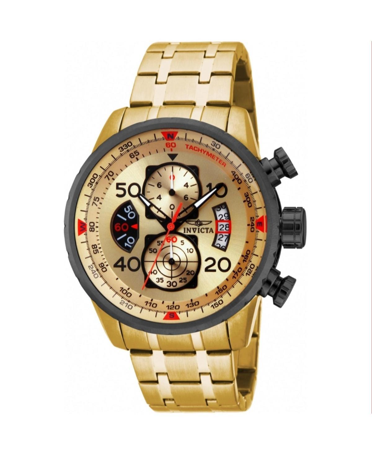 Invicta Mens 17205 Aviator Quartz Chronograph Gold Dial Watch - Gold Product Image