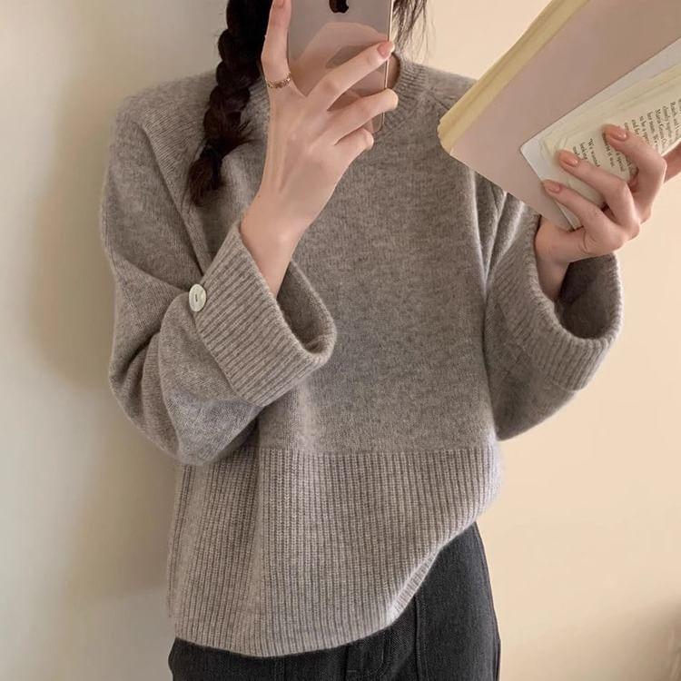 Bell Sleeve Plain Loose-Fit Sweater Product Image