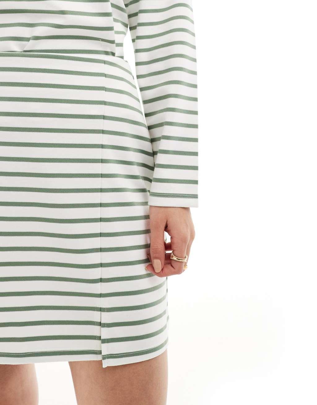 Vero Moda jersey mini skirt in green stripe - part of a set Product Image