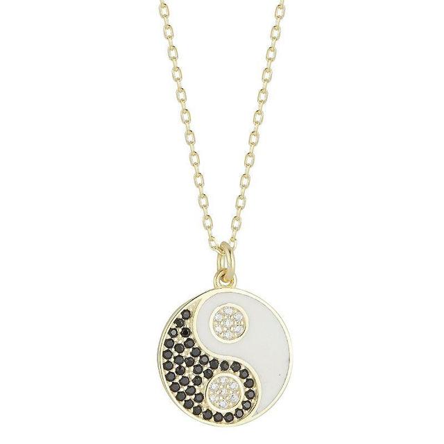 Sunkissed Sterling 14k Gold Over Silver Cubic Zirconia Yin Yang Pendant Necklace, Womens Yellow Product Image