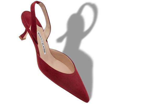 CAROLYNE Dark Red Suede Slingback Pumps Product Image