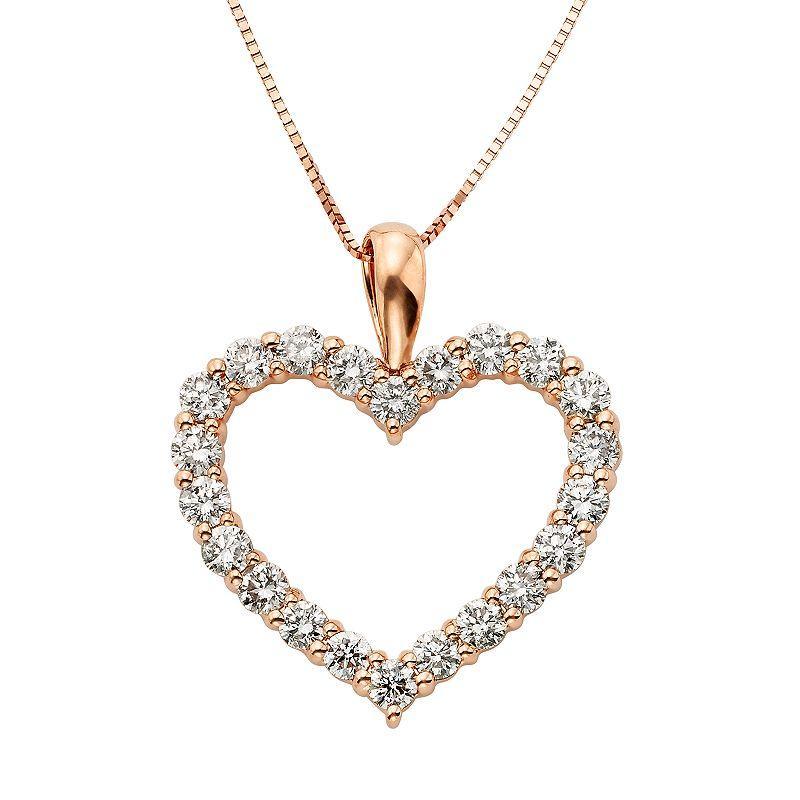 1 Carat T.W. IGL Certified Diamond 14k Gold Heart Pendant Necklace, Womens, Size: 18, White Product Image