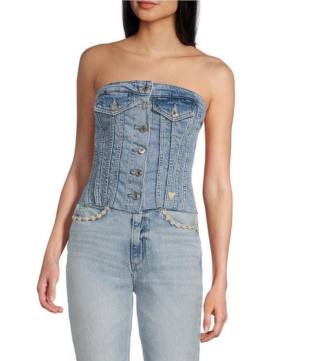 Guess Sofia Bustier Denim Tube Top Product Image