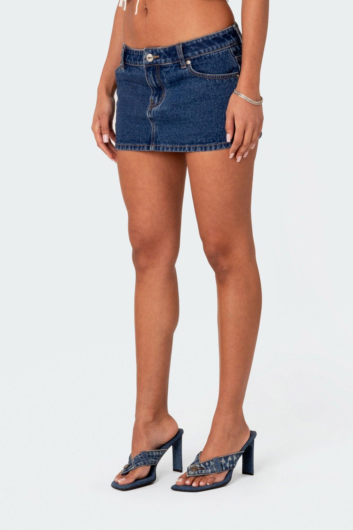 Spencer Low Rise Denim Micro Skirt Product Image