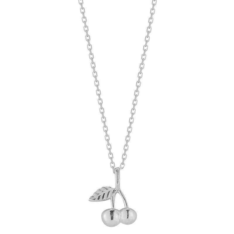 Sunkissed Sterling Cherry Pendant Necklace, Womens Silver Tone Product Image