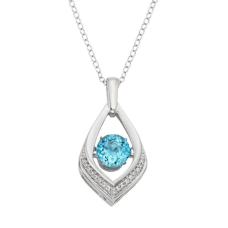 Blue Topaz & Diamond Accent Sterling Silver Pendant Necklace, Womens Product Image